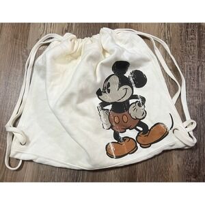 VINTAGE DISNEYLAND Disney Mickey Mouse Drawstring Backpack Bag Hoodie Cinch Sack
